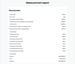 planmetrio.com free floor plan measurement report general data